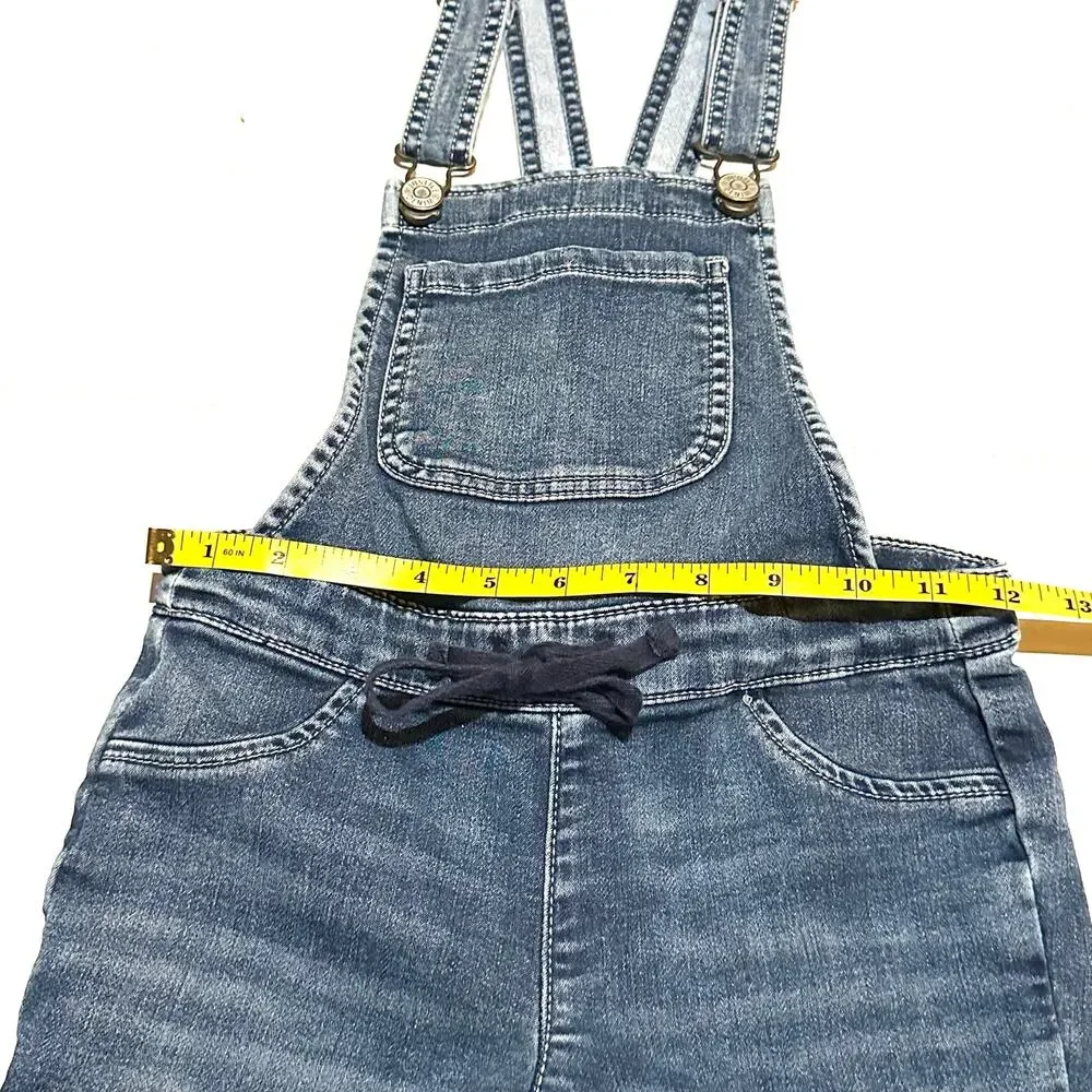 Justice Girls Denim Overalls Size 8 Adjustable Strap Stretch Blue Jean Jumpsuit